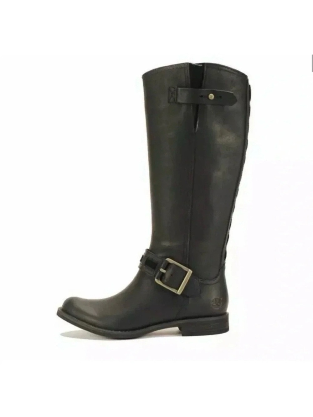 Timberland Savin Hill Boots Women 9 Tall Riding Knee-High Black Leather Moto